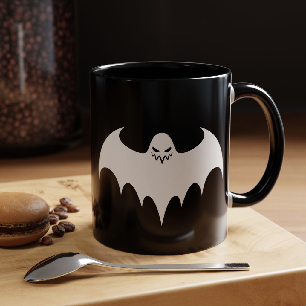 Spooky Bat Coffee Mug – Black Accent Halloween Mug (11/15 oz)